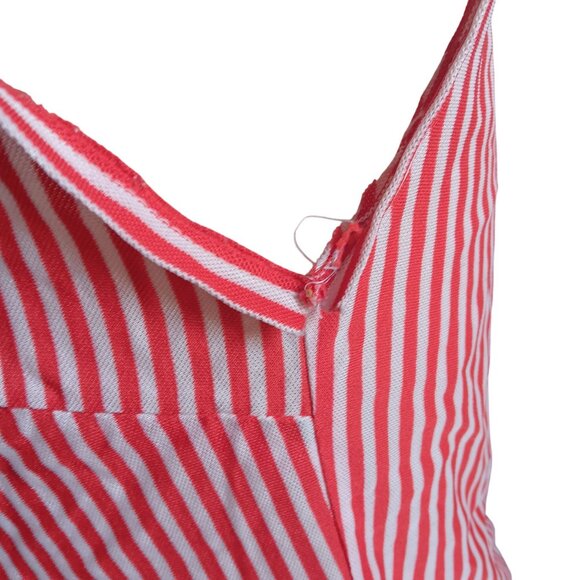Vintage 70's Large Sleeveless Top Red & White Candy Stripe Womens Pocket Stretch - Picture 5 of 7